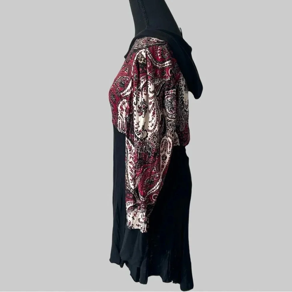 Frank Lyman Paisley Pattern Hooded Sweater Dress Made in Canada